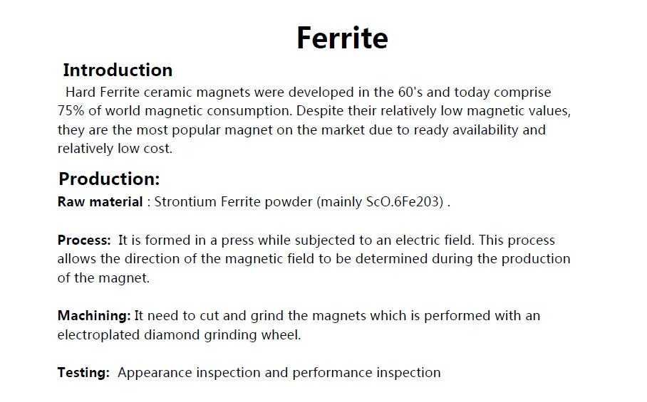 High Quality Isotropic Hard Ferrite Permanent Disc Magnet